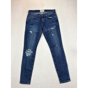 Current/Elliott The Stiletto Distressed Skinny Jeans Blue Denim Size 26 Low Rise